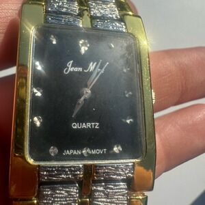 Jean Marc Japan Movt Wrist‎ Watch Black Face Quartz Numbers Shiny Needs Battery